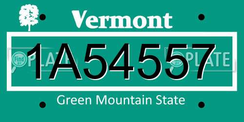 1A54557 Vermont License Plate