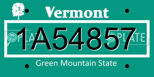 1A54857 Vermont License Plate