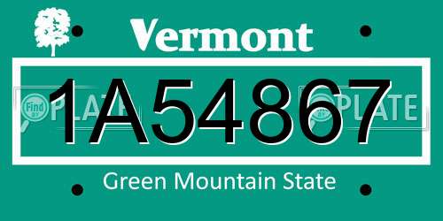 1A54867 Vermont License Plate