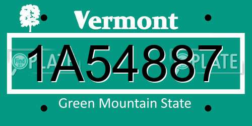 1A54887 Vermont License Plate