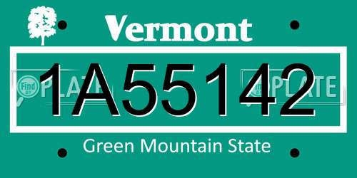 1A55142 Vermont License Plate