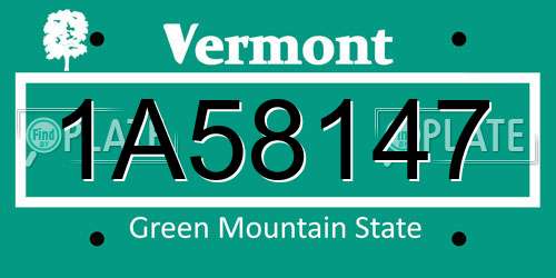 1A58147 Vermont License Plate