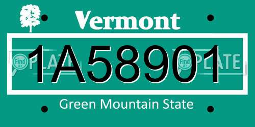 1A58901 Vermont License Plate