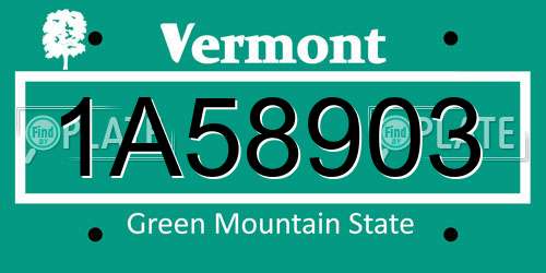 1A58903 Vermont License Plate