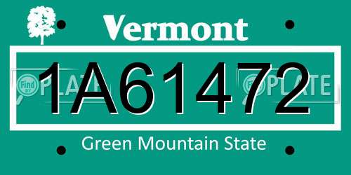 1A61472 Vermont License Plate