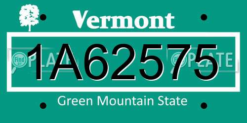 1A62575 Vermont License Plate