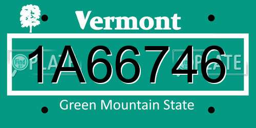 1A66746 Vermont License Plate