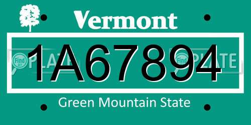 1A67894 Vermont License Plate