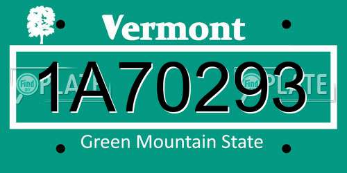 1A70293 Vermont License Plate