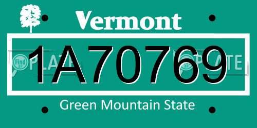 1A70769 Vermont License Plate