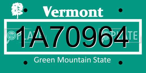 1A70964 Vermont License Plate