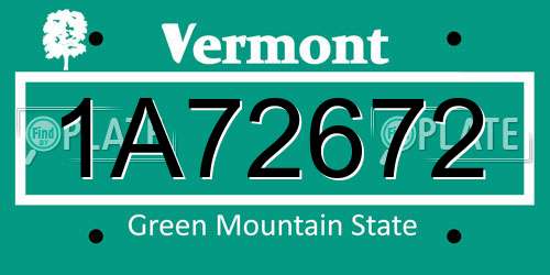 1A72672 Vermont License Plate