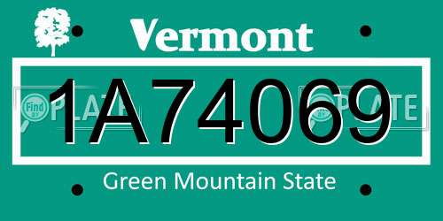 1A74069 Vermont License Plate