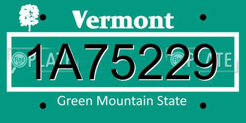 1A75229 Vermont License Plate