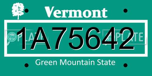 1A75642 Vermont License Plate