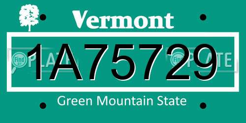 1A75729 Vermont License Plate