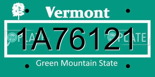1A76121 Vermont License Plate