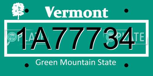 1A77734 Vermont License Plate