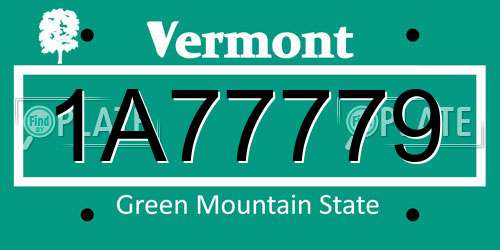 1A77779 Vermont License Plate