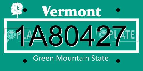 1A80427 Vermont License Plate