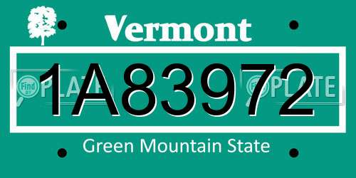 1A83972 Vermont License Plate