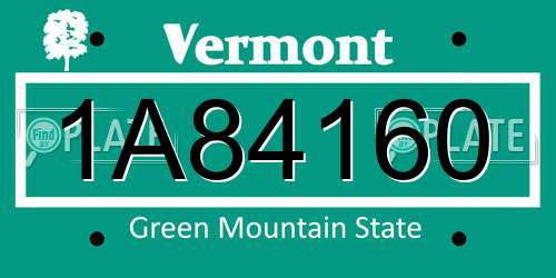 1A84160 Vermont License Plate