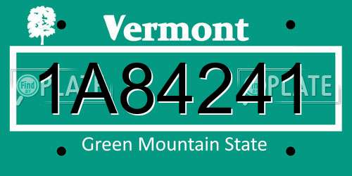 1A84241 Vermont License Plate