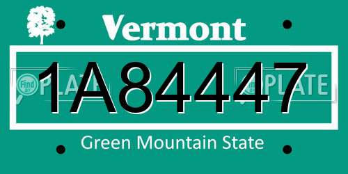1A84447 Vermont License Plate