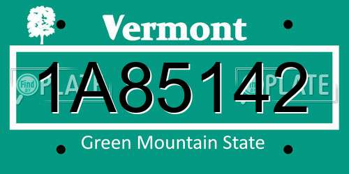 1A85142 Vermont License Plate