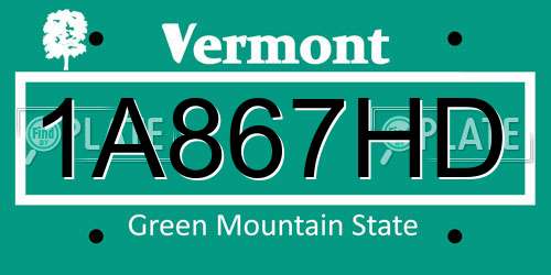 1A867HD Vermont License Plate