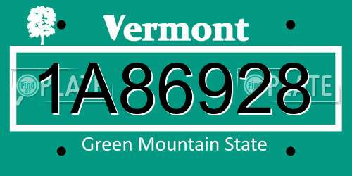 1A86928 Vermont License Plate