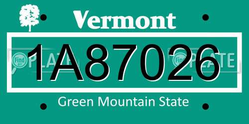 1A87026 Vermont License Plate