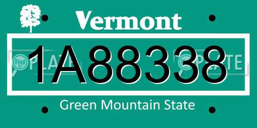 1A88338 Vermont License Plate