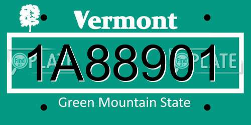1A88901 Vermont License Plate