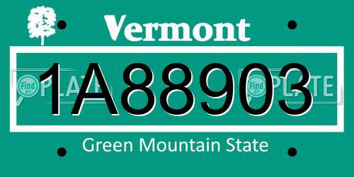 1A88903 Vermont License Plate