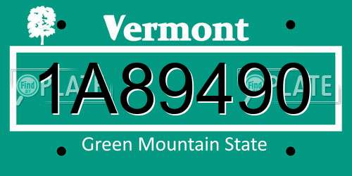1A89490 Vermont License Plate