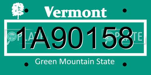 1A90158 Vermont License Plate