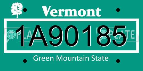 1A90185 Vermont License Plate