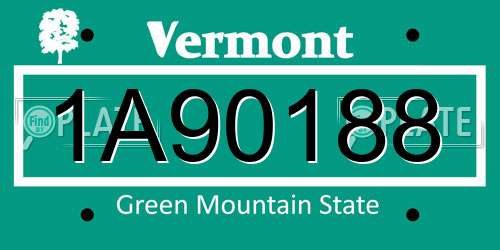 1A90188 Vermont License Plate