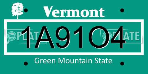 1A91O4 Vermont License Plate