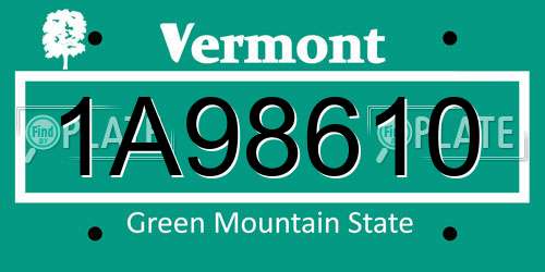 1A98610 Vermont License Plate