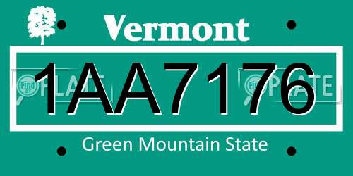 1AA7176 Vermont License Plate