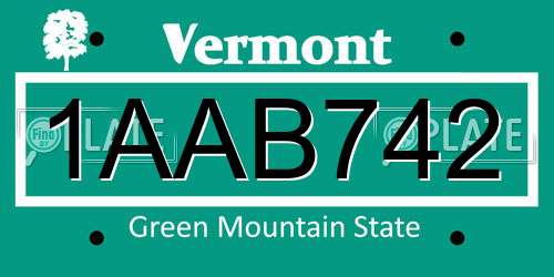 1AAB742 Vermont License Plate