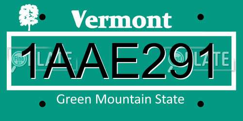 1AAE291 Vermont License Plate