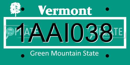 1AAI038 Vermont License Plate