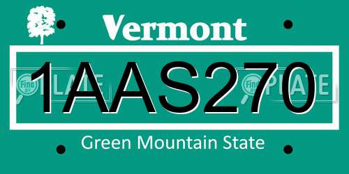 1AAS270 Vermont License Plate