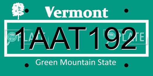 1AAT192 Vermont License Plate