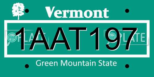 1AAT197 Vermont License Plate