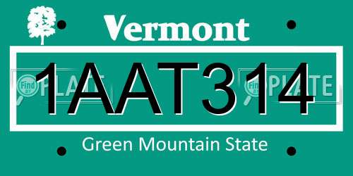 1AAT314 Vermont License Plate