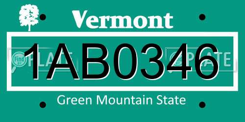 1AB0346 Vermont License Plate